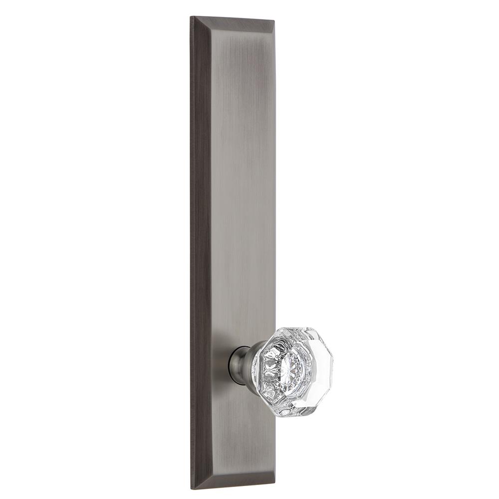 Grandeur by Nostalgic Warehouse FAVCHM Fifth Avenue Tall Plate Privacy with Chambord Knob in Antique Pewter
